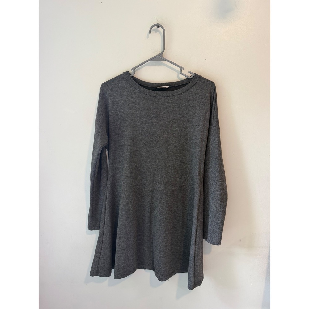 Carole Christian Womens Charcoal Gray Long Sleeve A-Line Tunic Top Small